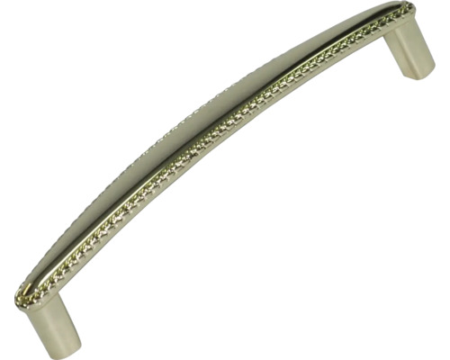 Möbelgriff Bügelgriff Metall glanz/gold Lochabstand 128 mm LxBxH 137/18/29 mm Gebogener Möbelgriff mit dekorativer Kante