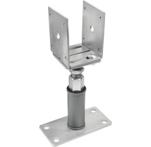 Support de poteau réglable en métal avec plaques de fixation et tige filetée