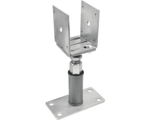 Support de poteau réglable en métal avec plaques de fixation et tige filetée