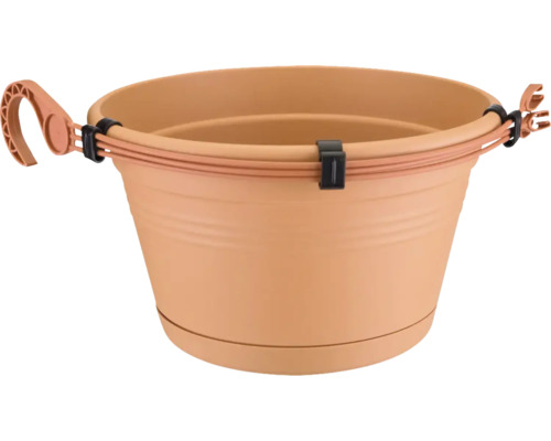 Blumenampel-Set elho Green Basics Kunststoff Ø 28 H 18 cm terracotta inkl. Halterung und Untersetzer