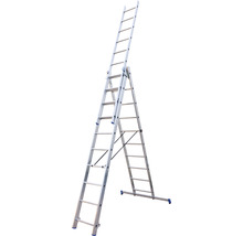 Échelle multifonctions WERNER échelle simple d'appui ou échelle coulissante aluminium 3 parties 3 x 10 barreaux hauteur de travail 6,5 m-thumb-0