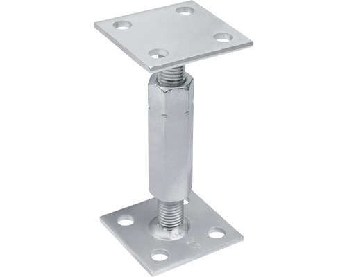 Verstellbare Fußplatte aus Metall mit vier Löchern zur Befestigung