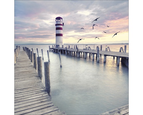 Tableau en verre White & Red Lighthouse 80x80 cm