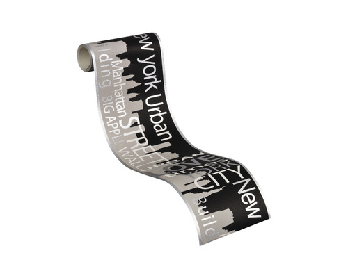 Rouleau de papier peint avec la skyline de New York et les noms de villes