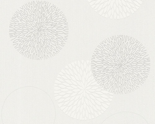 Papier peint intissé 93792-2 motif cercles 2 crème blanc