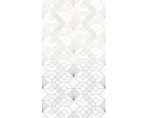 Papier peint panoramique intissé HX3-008 Hx3-008 Coquilles Blanc 3 pces 150 x 280 cm Papier peint à motif géométrique Art déco