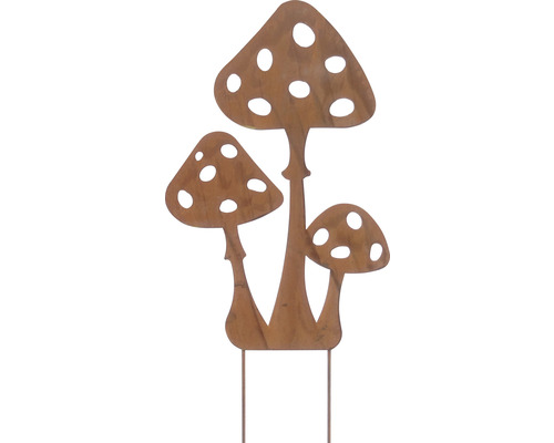 Tuteur décoratif champignon h 60 cm métal marron