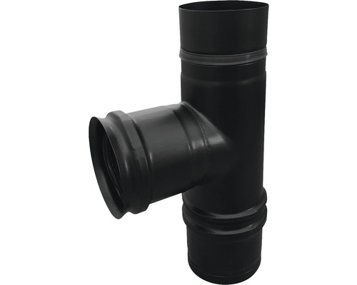 Coude de tuyau de poêle à granulés genou capsulaire Bertrams Ø 80 mm revêtu par poudre noir