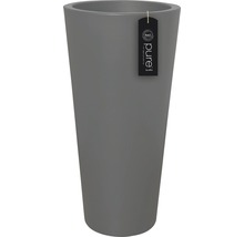 Pot de fleurs haut gris avec étiquette