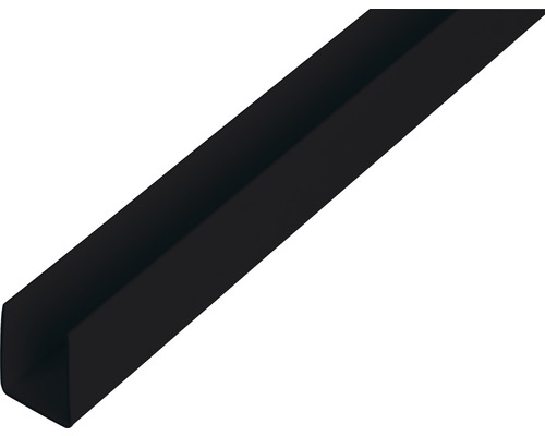 Profilé en U PVC noir 21x10x1 mm, 2,6 m