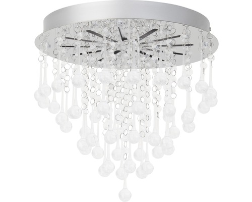 Plafonnier avec pendentifs en verre transparent