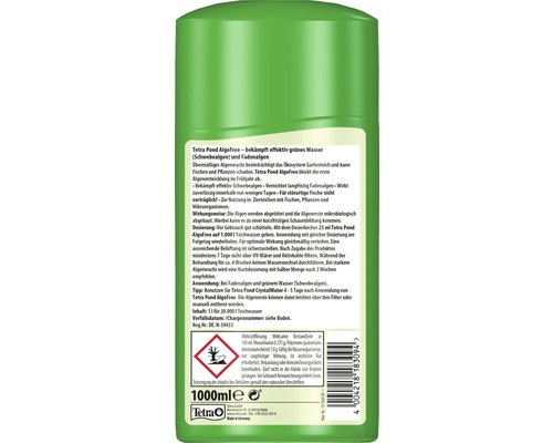 Produit anti-algues Tetra Pond AlgoFree dans une bouteille de 1000 ml