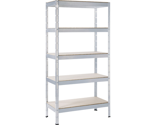 Etagère charge lourde, lot de 2, avec établi, jusqu'à 900 kg, 5 niveaux,  métal et MDF, HxLxP : 180 x 100 x 60 cm, gris