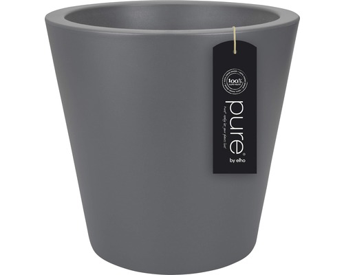 Pflanztopf elho Pure straight round Kunststoff Ø 50 H 51 cm anthrazit Grauer Pflanztopf mit Etikett