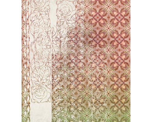 Papier peint panoramique intissé HX5-040 Art Nouveau Rouge 5 pces 250 x 280 cm Papier peint décoratif avec motifs floraux