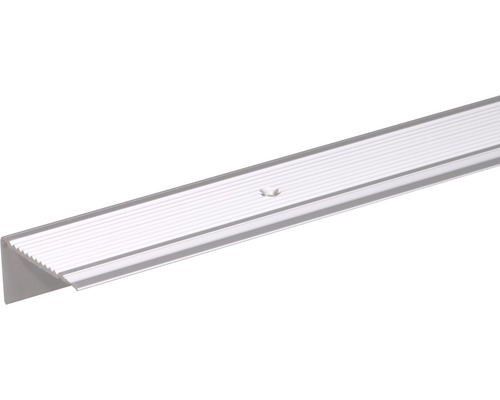 Profilé d'escalier alu argent anodisé 20x17,5x1 mm, 2 m Profil de bordure d''escalier en aluminium avec rainures et trous de fixation
