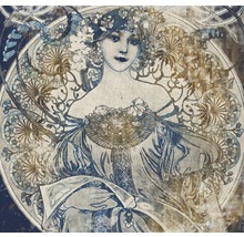 Frauenportrait mit Blumenmuster als Wanddekoration