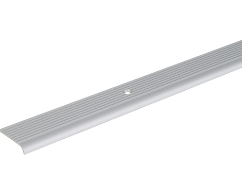 Profilé d'escalier alu argent anodisé 23x5x2 mm, 2 m Profil d''arrêt d''escalier en aluminium avec rainures et trou de fixation
