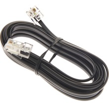 Câble téléphonique noir avec connecteurs transparents