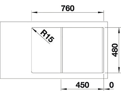 Schéma du produit avec dimensions : 760, 480 et 450.