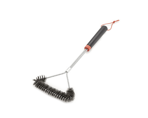 Brosse à barbecue Weber trois faces 46 cm avec des picots en acier inoxydable Brosse de barbecue avec manche