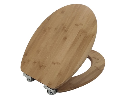 Toilettensitz aus Bambus mit Chromscharnieren