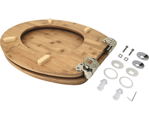 Toilettensitz aus Bambus mit Montagezubehör