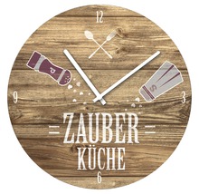 Runde Küchenuhr mit Aufdruck Zauberküche und weißen Zeigern