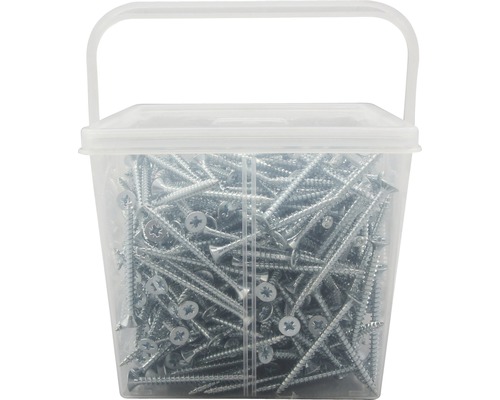 Schrauben in durchsichtiger Kunststoffbox mit Tragegriff