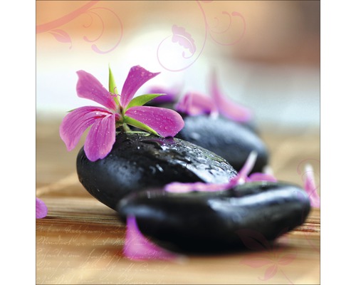 Schwarze Steine mit Blumen für Wellness und Entspannung