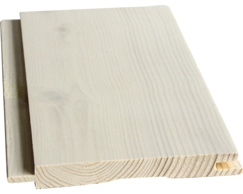 Profilé en biseau Konsta épicéa A blanc 13.5x146x2350 mm Panneau en bois avec rainure et languette
