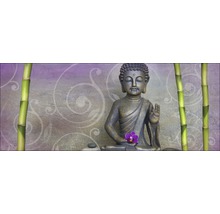 Nature morte décorative avec une statue de Bouddha, du bambou et une orchidée