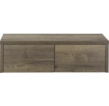 Meuble bas suspendu avec deux tiroirs aspect bois
