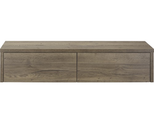Holzfarbener Hängeunterschrank mit zwei Schubladen
