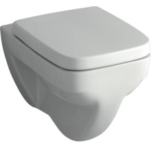 Wandhängendes WC mit quadratischer Form und montiertem WC-Sitz