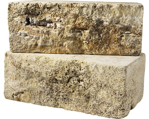 Deux pavés en travertin empilés