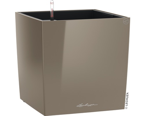 Bac Lechuza Cube Premium 40 40x40x40 cm taupe avec insert pour plantes et système d'arrosage de la terre