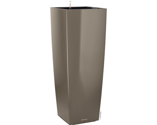 Vase à plantes Lechuza Cubico Alto Premium 40 40x40x105 cm taupe avec insert pour plantes et système d'arrosage de la terre