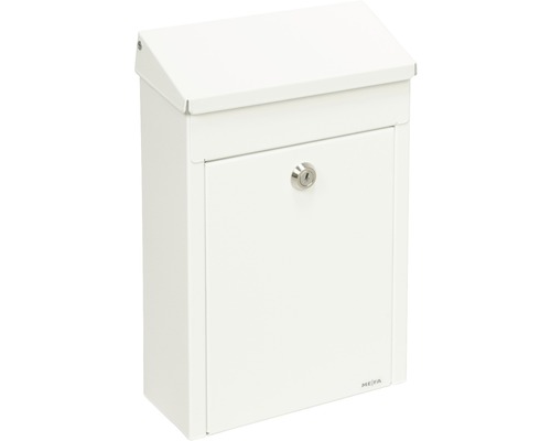 Weißer Briefkasten mit Schloss
