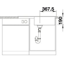 Croquis de la ligne de produits d''un évier avec dimensions