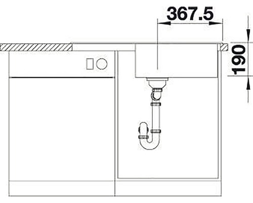 Croquis de la ligne de produits d''un évier avec dimensions