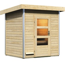 Chalet sauna Karibu Opal 1 sans poêle, avec porte en bois avec verre transparent-thumb-2