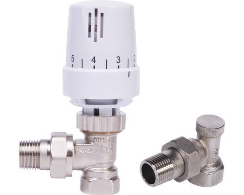Thermostat komplett Set 1/2" Eck Heizkörperthermostat mit Regulierventil zur Heizungssteuerung