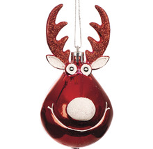 Décoration de sapin de Noël renne rouge décorative avec bois