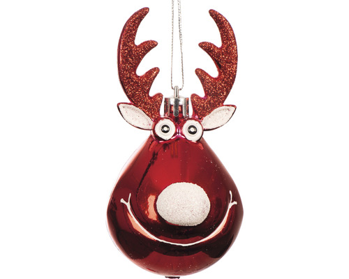 Décoration de sapin de Noël renne rouge décorative avec bois