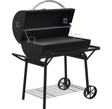 Barbecue à charbon de bois noir avec couvercle et espace de rangement