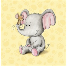 Illustration eines Elefanten mit einer Maus auf dem Rüssel