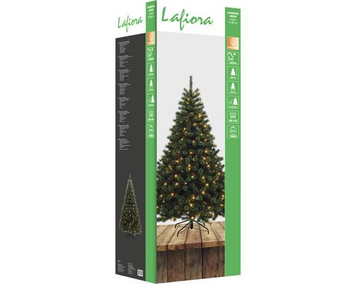 Emballage d''un sapin de Noël artificiel Lafiora avec lumières et détails du produit