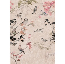 Papier peint avec motif d''oiseaux et de plantes pour l''intérieur