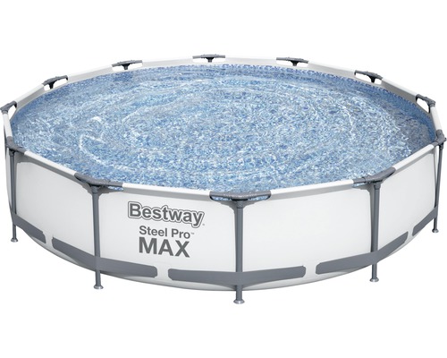 Ensemble de piscine tubulaire hors sol Bestway Steel Pro MAX™ ronde Ø 366x76 cm avec épurateur à cartouche gris clair